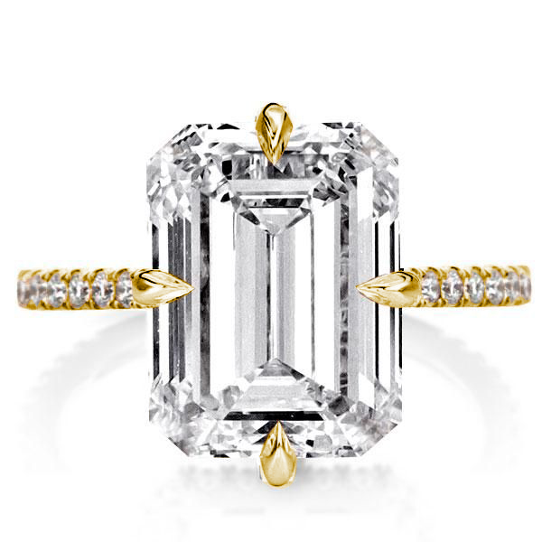 

Golden Hidden Halo Emerald Engagement Ring, White