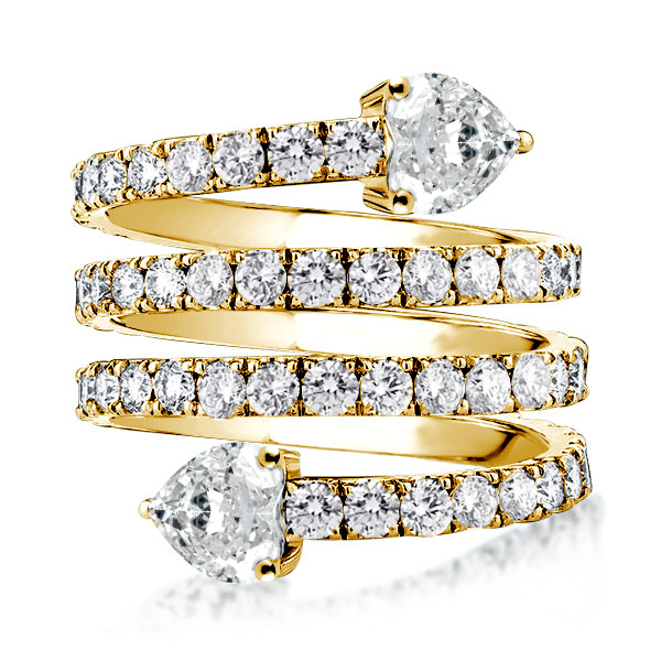 

Golden Multi Row Spiral Engagement Ring, White