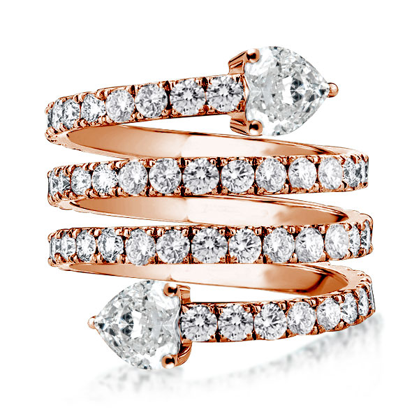 

Rose Gold Multi Row Spiral Engagement Ring, White