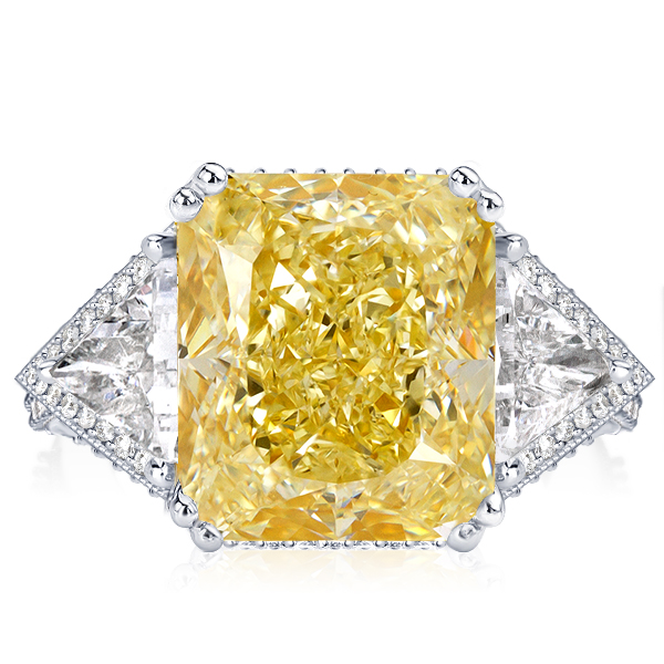 

Three Stone Radiant Cut Yellow Topaz Engagement Ring, White