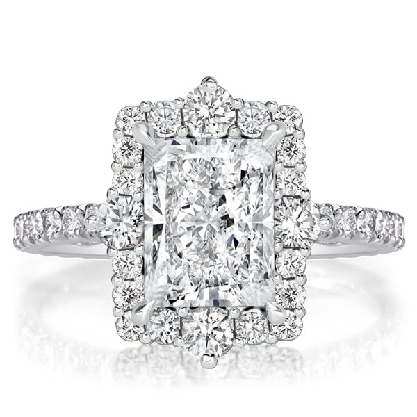 

Radiant Cut Halo Ring Vintage Engagement Ring, White
