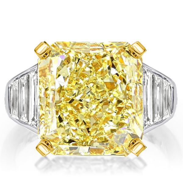 

Two Tone Radiant Cut Yellow Sapphire Engagement Ring, White