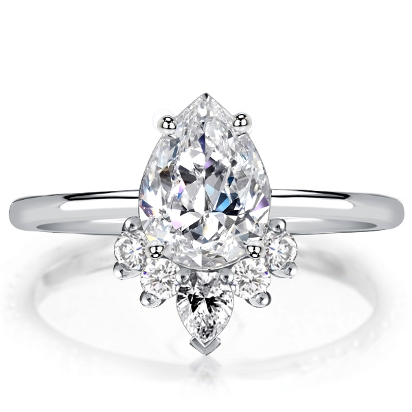 

Italo Pear Cut White Sapphire Engagement Ring Promise Ring