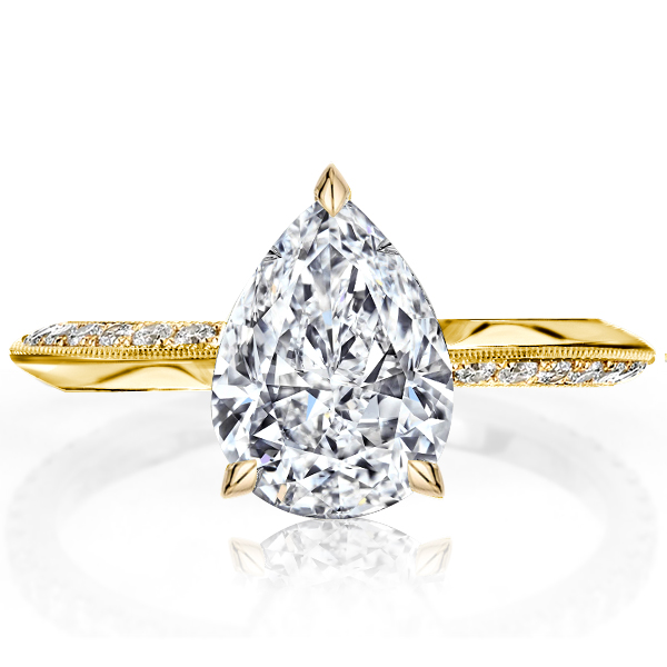 

Italo Golden Pear Cut White Sapphire Engagement Ring
