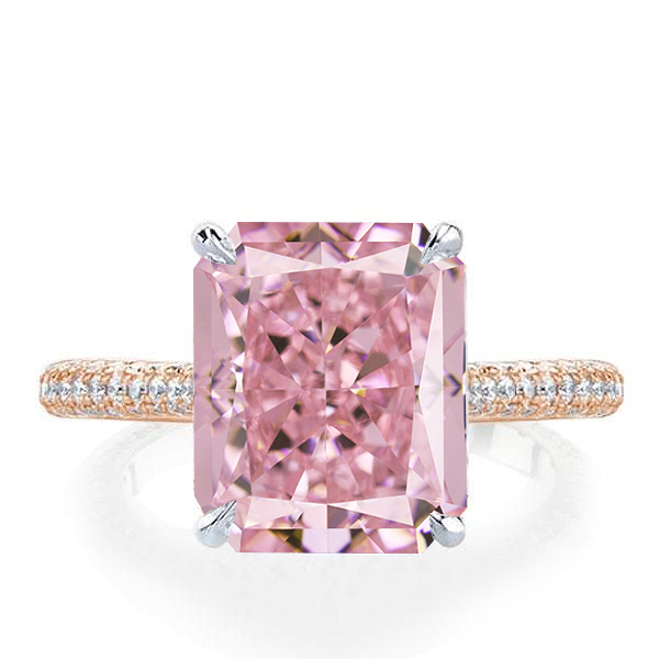 

Italo Two Tone Radiant Cut Pink Sapphire Engagement Ring, White