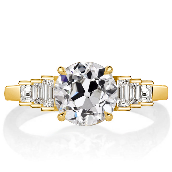 

Italo Golden Seven Stone Round Cut Engagement Ring, White