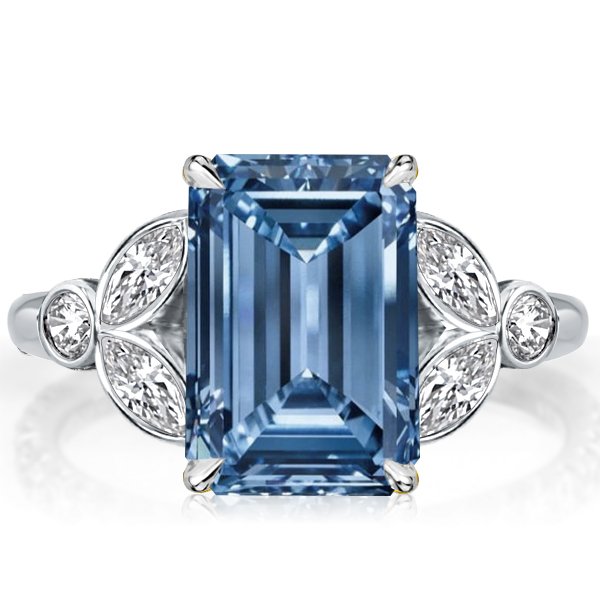 

Italo Emerald Cut Blue Topaz Engagement Ring Promise Ring, White