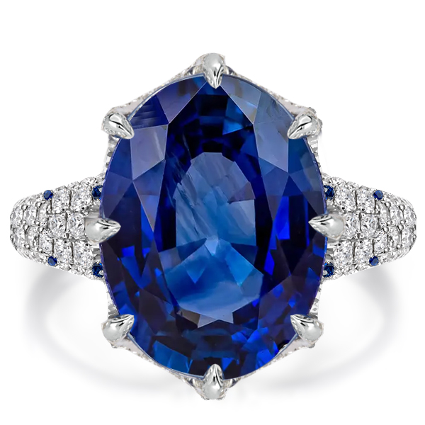 

Blue Sapphire Oval Cut Unique Engagement Ring Cocktail Ring, White