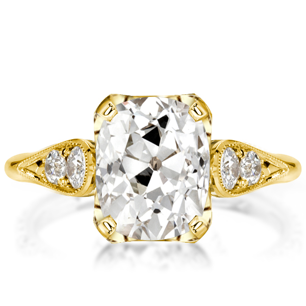 

Cushion Cut Engagement Ring Milgrain Promise Ring, White
