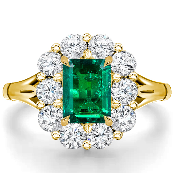 

Vintage Halo Emerald Engagement Ring Emerald Cut Promise Ring, White