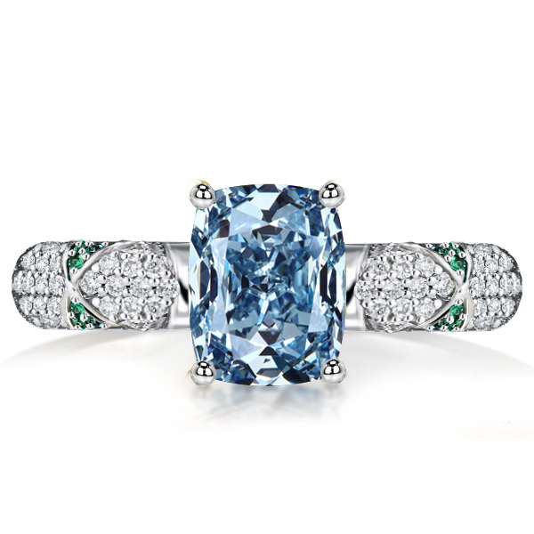 

Italo Blue Topaz Pave Setting Cushion Cut Engagement Ring, White