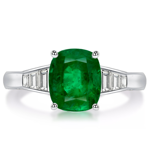 

Cushion Cut Emerald Green Engagement Ring Promise Ring, White