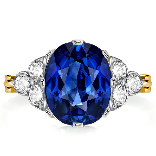

Italo Vintage Blue Sapphire Two Tone Oval Cut Engagement Ring, White
