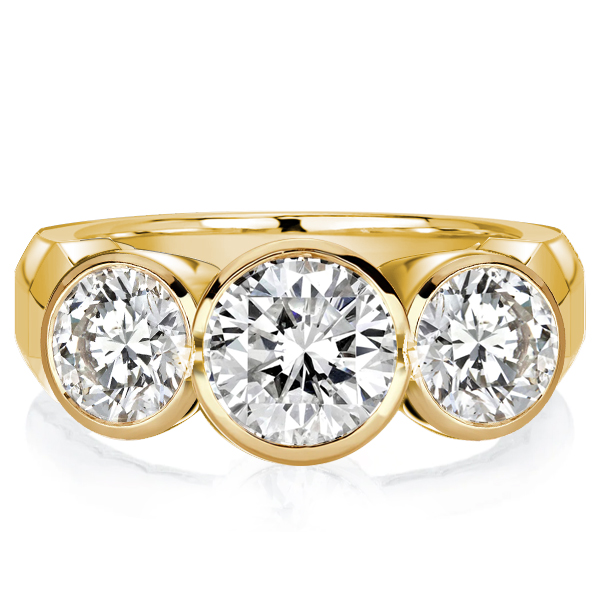 

Italo Bezel White Round Three Stone Engagement Ring For Women