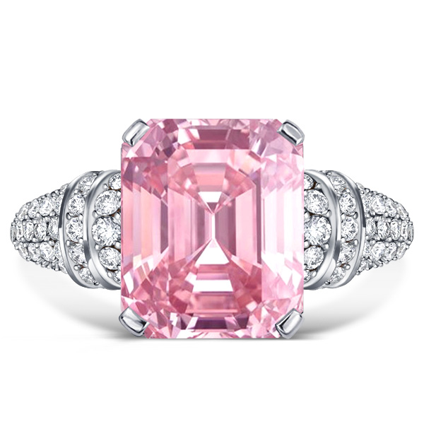 

Italo Emerald Cut Pink Sapphire Engagement Ring Pink Ring, White