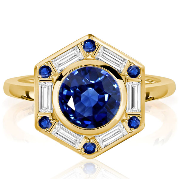 

Italo Bezel Blue Sapphire Halo Ring Engagement Ring For Women, White
