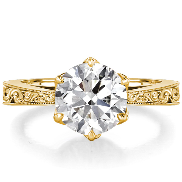 

Italo Round Cut Solitaire Ring Vintage Engagement Ring For Women, White