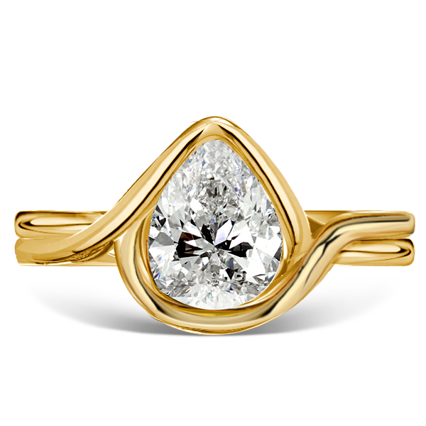 Italo Pear Cut Solitaire Ring Vintage Engagement Ring, White