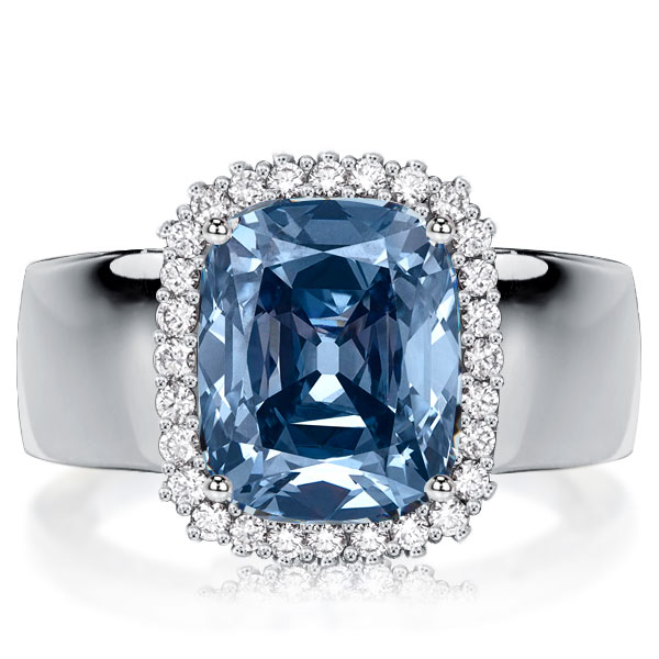 

Italo Blue Topaz Cushion Cut Engagement Ring Halo Ring, White