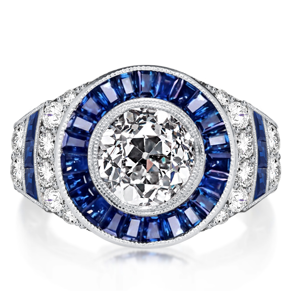 

Italo Milgrain White Halo Ring Vintage Engagement Ring