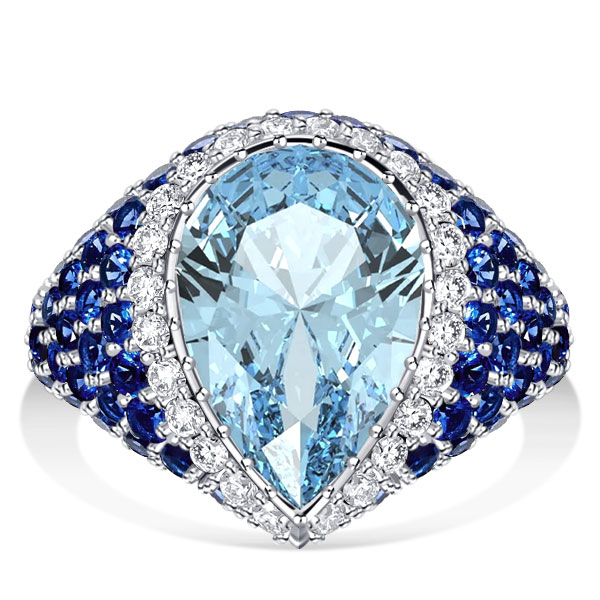 

Italo Aquamarine Ring Pear Cut Engagement Ring For Women, White