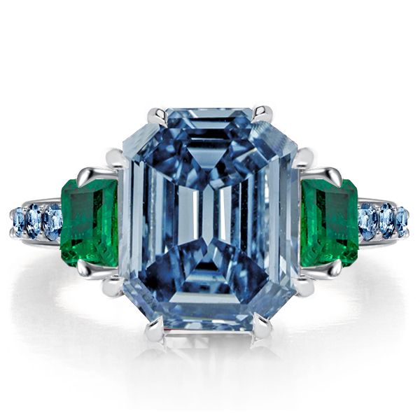 

Italo Unique 3 Stone Blue Topaz Engagement Ring Promise Ring, White