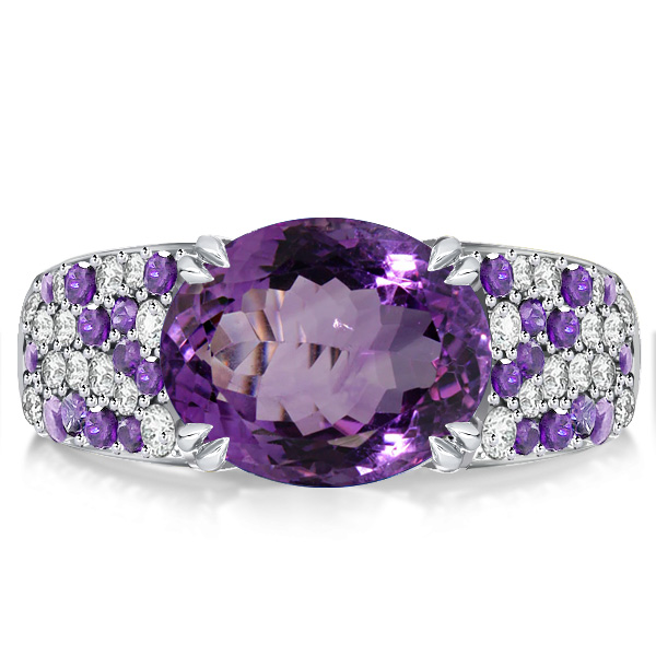 

Italo Oval Cut Amethyst Engagement Ring For Women, White