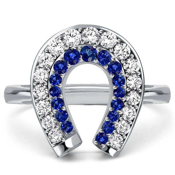 

Italo White & Blue Sapphire Horseshoe Ring Engagement Ring