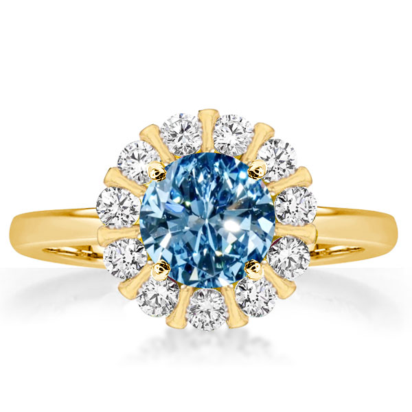 

Italo Blue Topaz Cluster Ring Vintage Engagement Ring, White