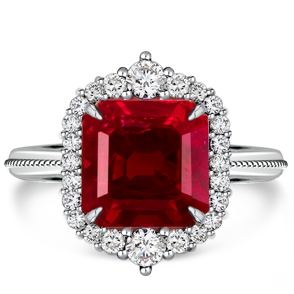 

Italo Ruby Ring Halo Engagement Ring For Women Vintage, White