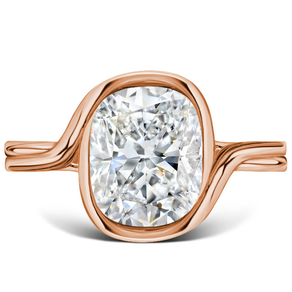 

Italo Rose Gold Cushion Solitaire Ring Vintage Engagement Ring, White