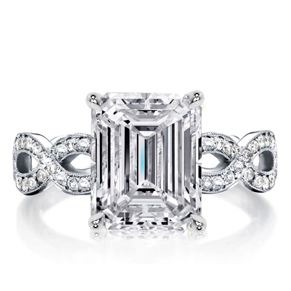 

Italo Twist Shank Emerald Cut Engagement Ring For Women, White