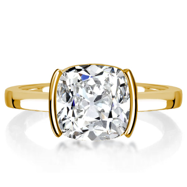 

Italo Half-Bezel Cushion Cut Engagement Ring Solitaire, White