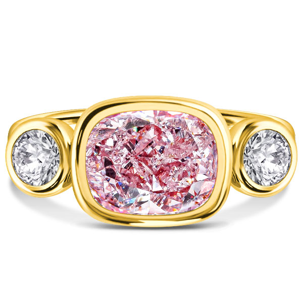 

Italo Pink Ring Cushion Cut 3 Stone Engagement Ring, White