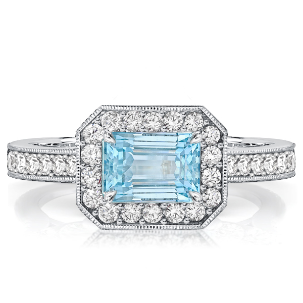 

Italo Aquamarine Ring Octagonal Halo Engagement Ring, White