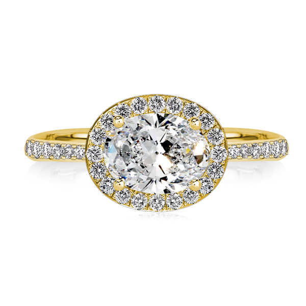 

Italo Oval Cut Halo Unique East West Engagement Ring, White