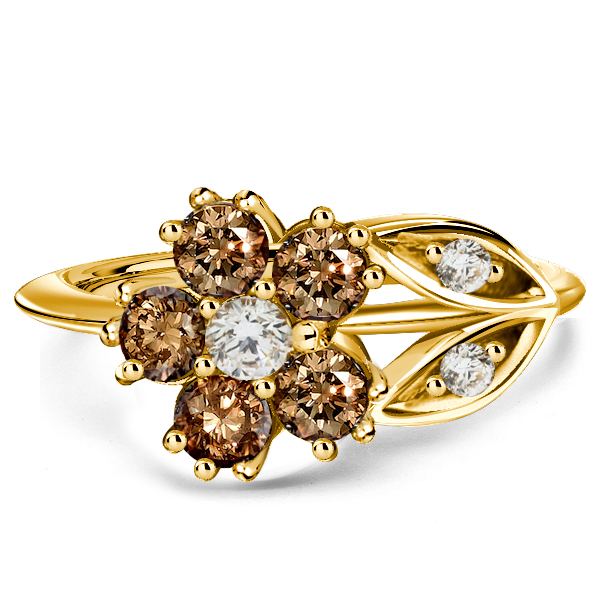 

Italo Golden Champagne Sapphire Floral Engagement Ring, White