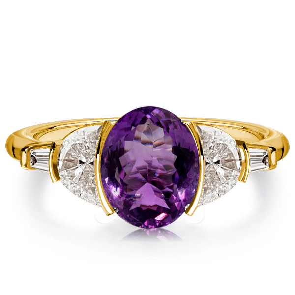 

Italo Golden Amethyst Ring Crescent Engagement Ring For Women, White