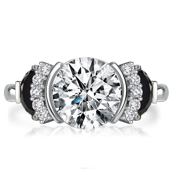 

Italo Half Bezel Round Cut Engagement Ring For Women, White