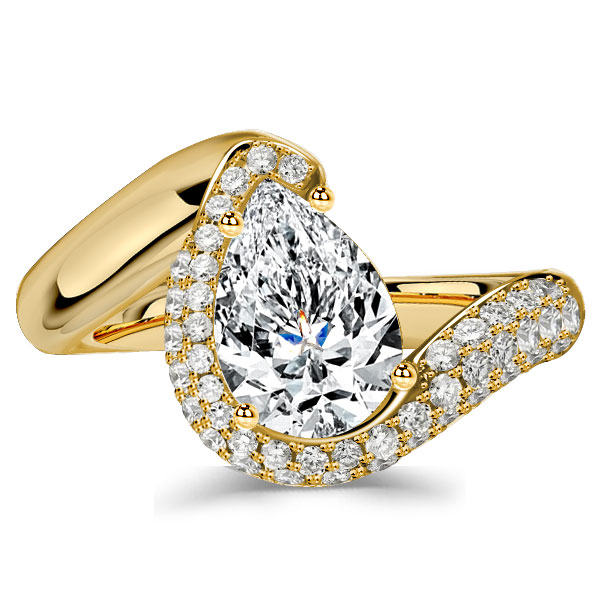 

Italo Pear Shaped Engagement Ring Paved Band Pear Trace Ring, White