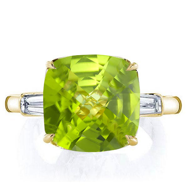 

Italo Hidden Halo Peridot Cushion Cut Engagement Rings, White