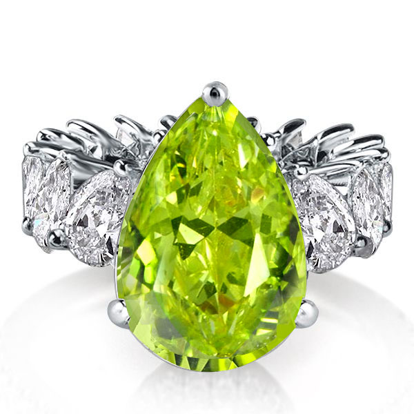 

Italo Unique Peridot Pear Shaped Engagement Ring, White