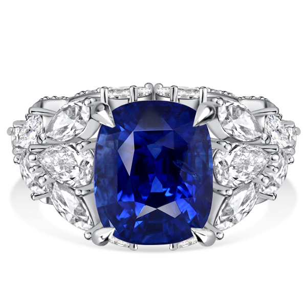 

Italo Unique Blue Sapphire Ring Cushion Cut Engagement Rings, White