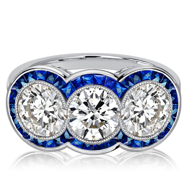 

Italo 3 Stone Art Deco Anniversary Rings Vintage Engagement Ring, White