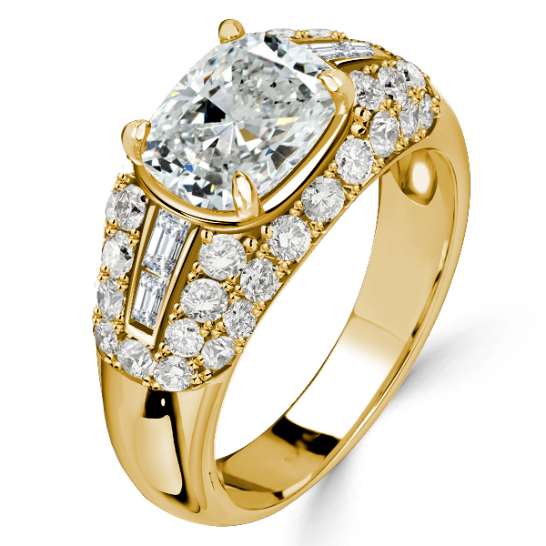 

Italo Micro Pave Cushion Cut Vintage Engagement Ring, White