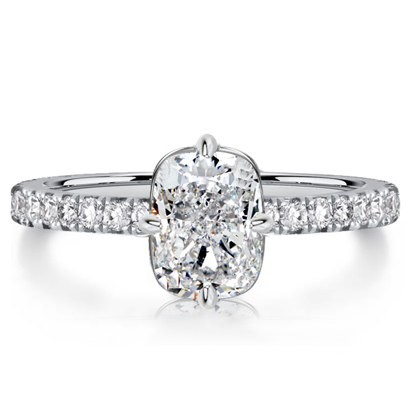 

Italo Micro Pave Solitaire Cushion Cut Engagement Rings, White