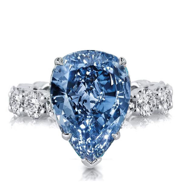 

Italo Blue Topaz Pear Shaped Eternity Wedding Ring, White