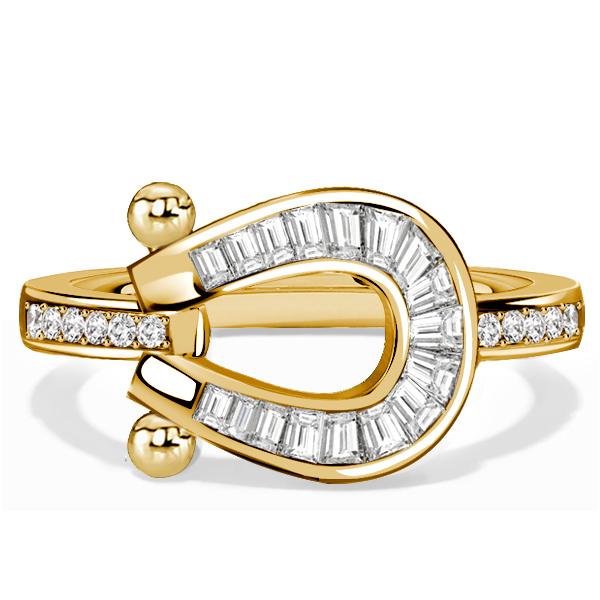 

Italo Golden Channel Set Horseshoe Ring Engagement Ring, White