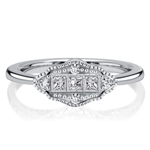 

Italo Art Deco Princess Cut Vintage Engagement Ring, White