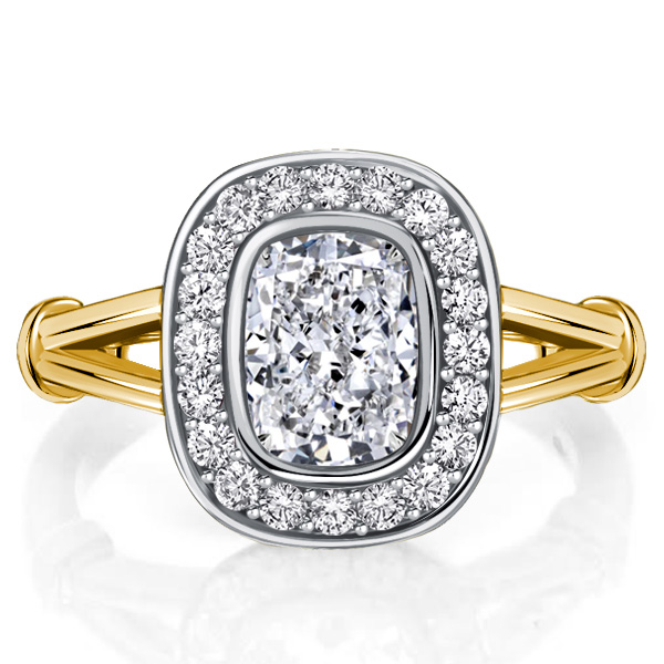 

Italo Halo Cushion Cut Sterling Silver Rings For Women, White
